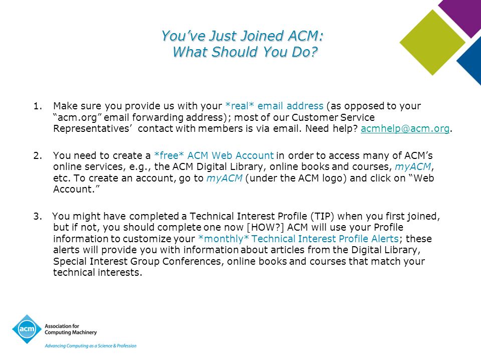 NewProfessional Members: Welcome to ACM and Here's Help Navigating the ACM  waters! New Professional Members: Welcome to ACM and Here's Help  Navigating. - ppt download
