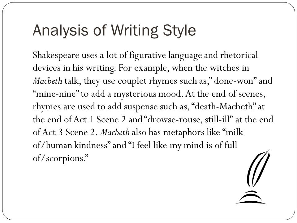 Shakespeare style of writing macbeth