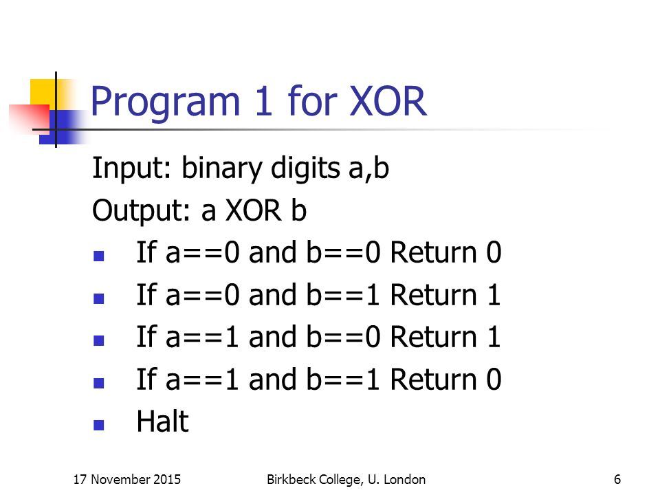 17 November 2015birkbeck College, U. London1 Introduction To Computer 