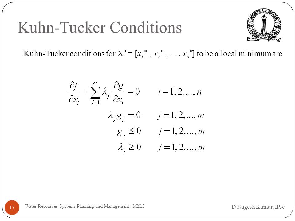 Kuhn tucker conditions maximization problem