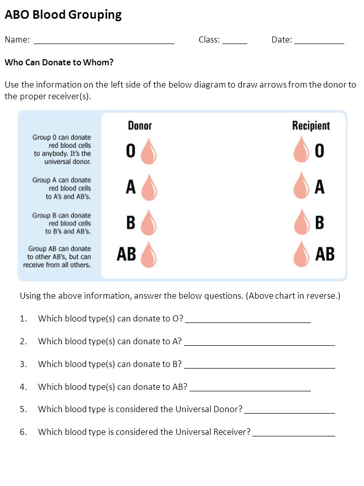 Blood Receiver Chart