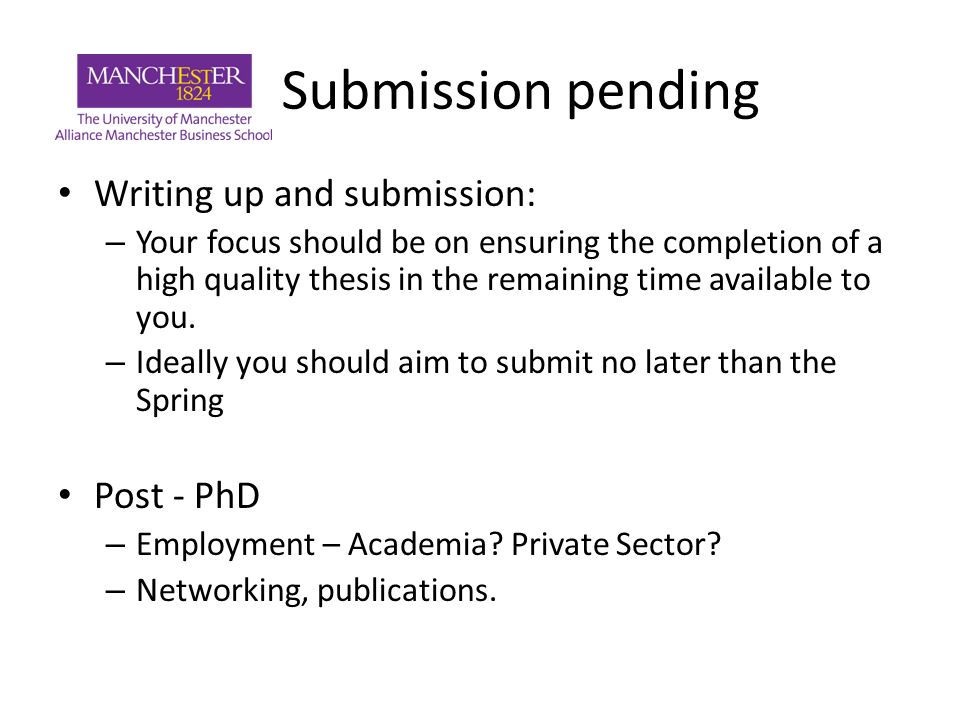 phd submission pending