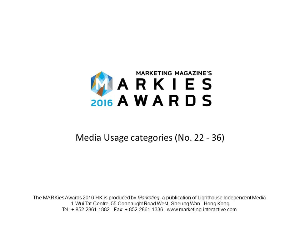 Media Usage categories (No.
