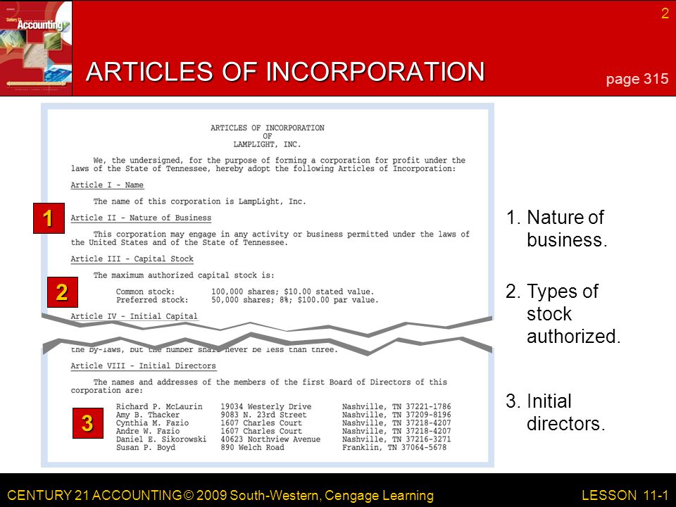 CENTURY 21 ACCOUNTING © 2009 South-Western, Cengage Learning 2 LESSON Nature of business.