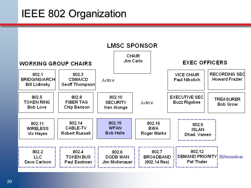 20 IEEE 802 Organization