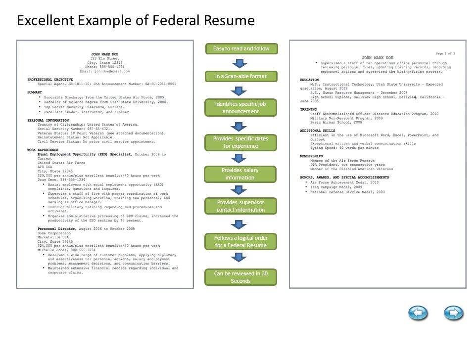 excellent example of federal resume easy to read and follow in a