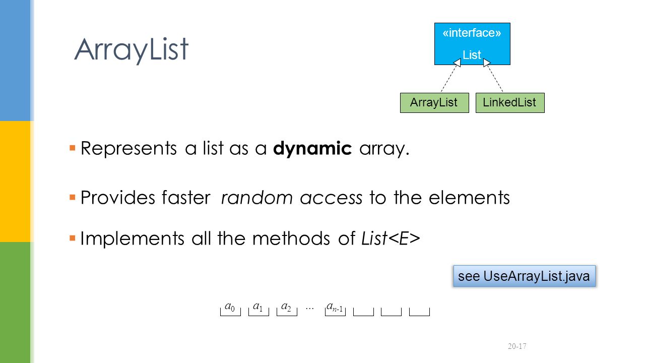  Represents a list as a dynamic array.