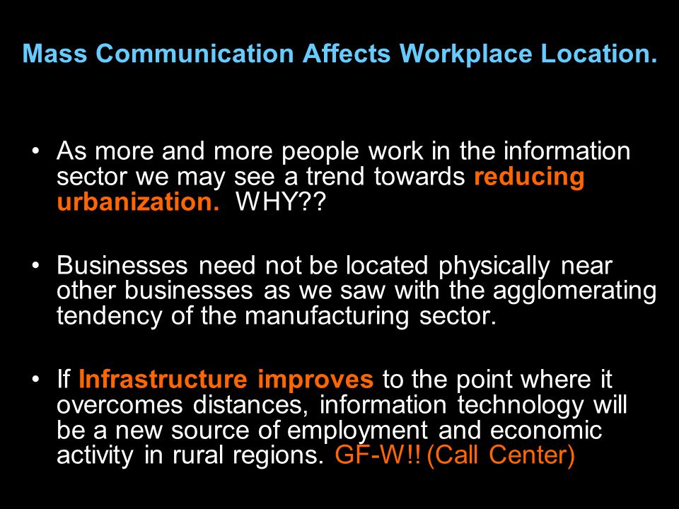 Mass Communication Affects Workplace Location.