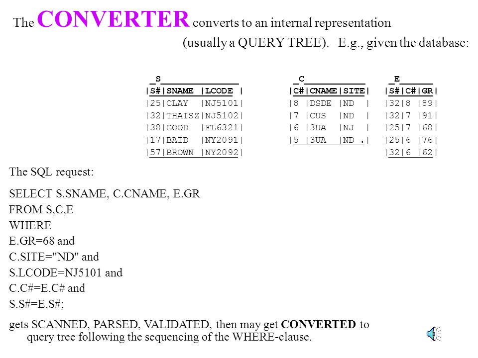 9. Query Processing SQL Queries in a high level language such as SQL ...