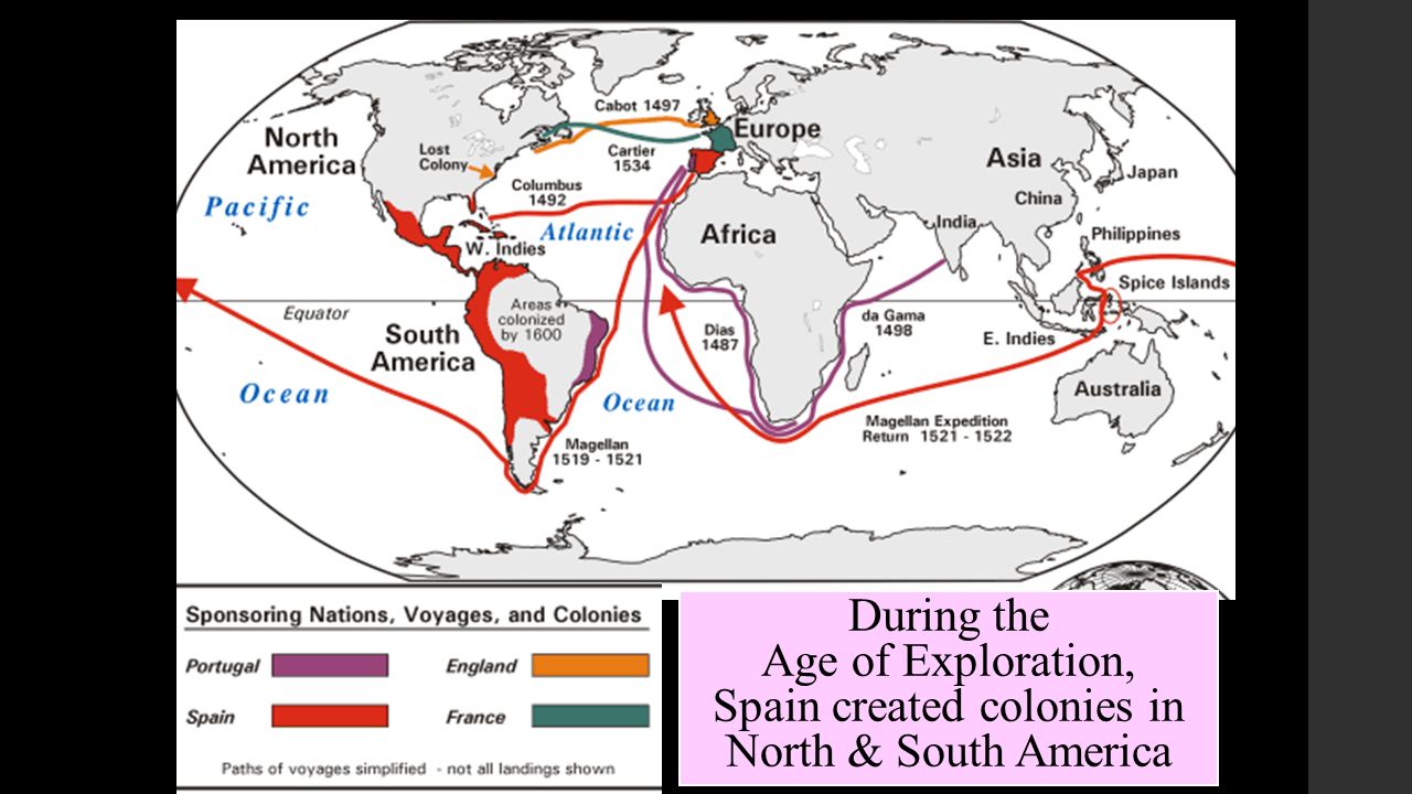 During the Age of Exploration, Spain created colonies in North & South America