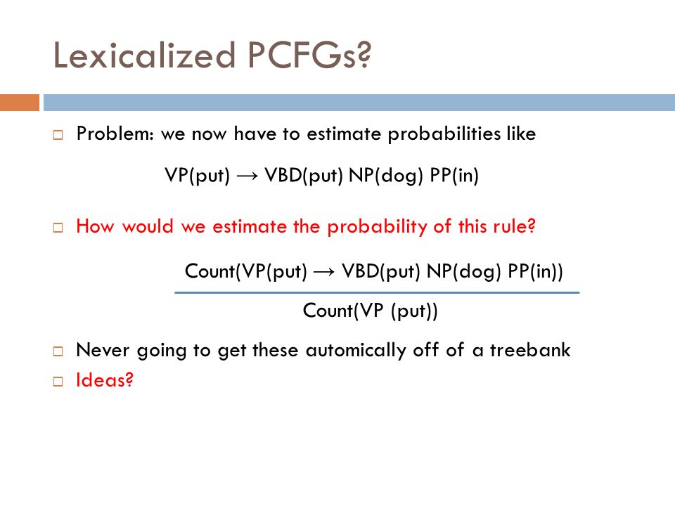 Lexicalized PCFGs.
