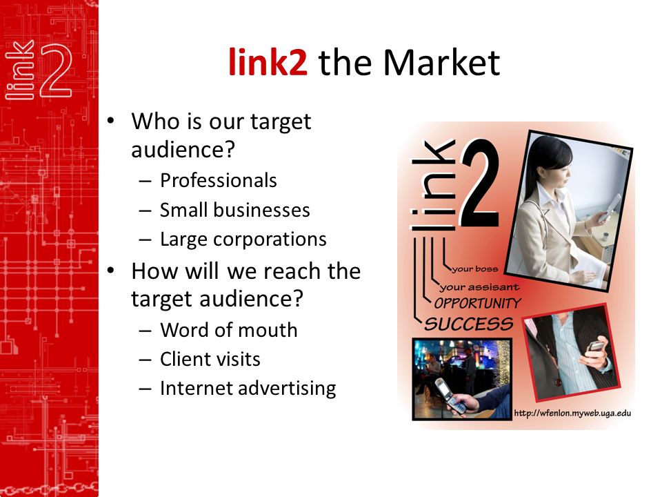 link2 the Market Who is our target audience.
