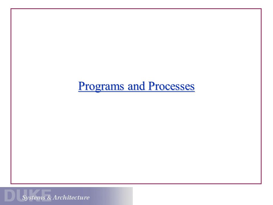 Programs and Processes
