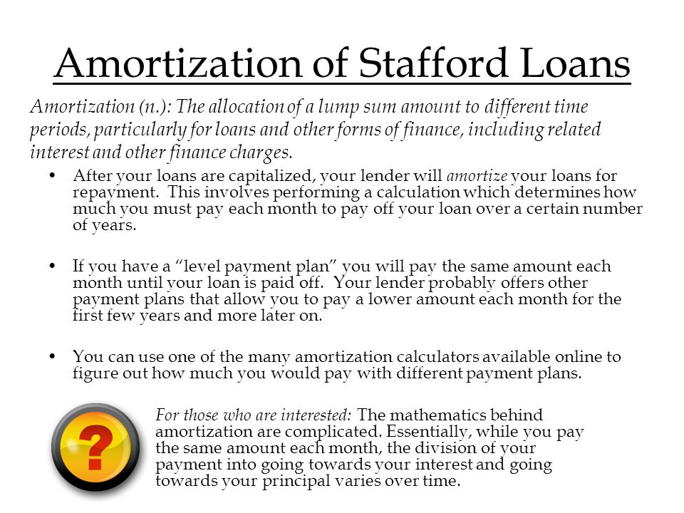 debt management for recipients of financial aid presented by the stafford loan payment calculator