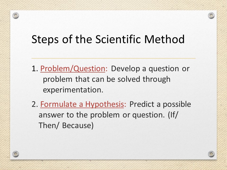 Steps of the Scientific Method 1.