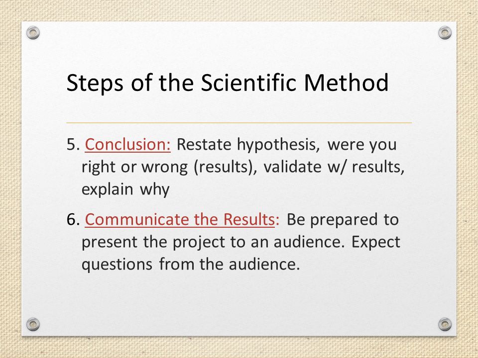 Steps of the Scientific Method 5.