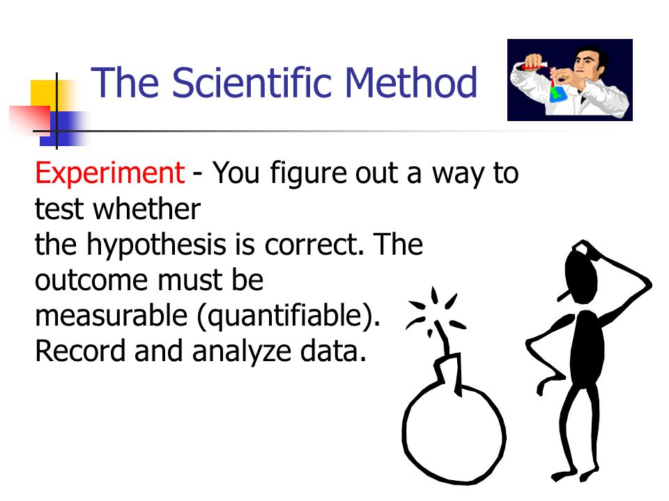 The Scientific Method Experiment - You figure out a way to test whether the hypothesis is correct.