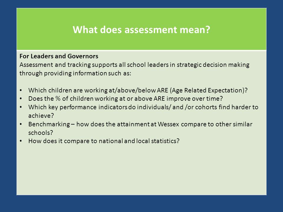 What does assessment mean.