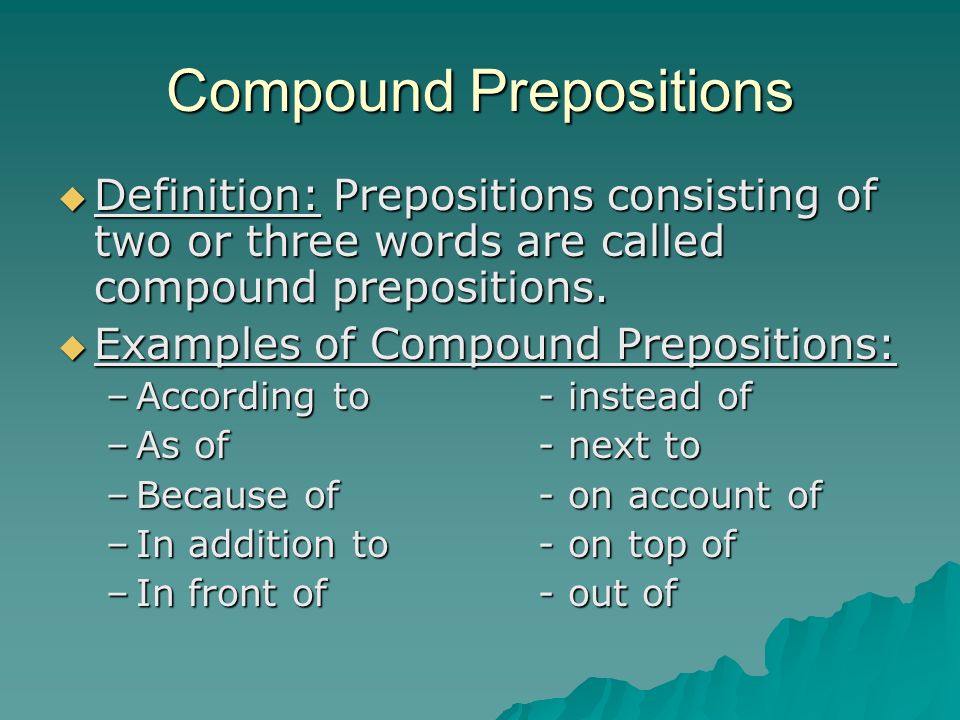 what is a compound preposition with examples Prepositions presentation english language sliderbase.
