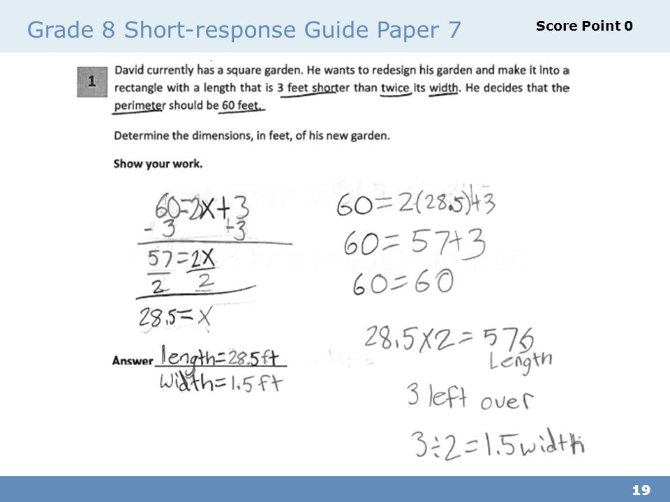 19 Grade 8 Short-response Guide Paper 7 19 Score Point 0