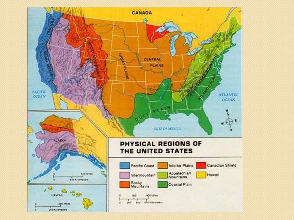 Regions of United States. 1) Pacific Coast 2) Intermountain 3) Rocky  Mountains 4) Interior Plains 5) Canadian Shield 6) Appalachian Highlands 7)  Coastal. - ppt download