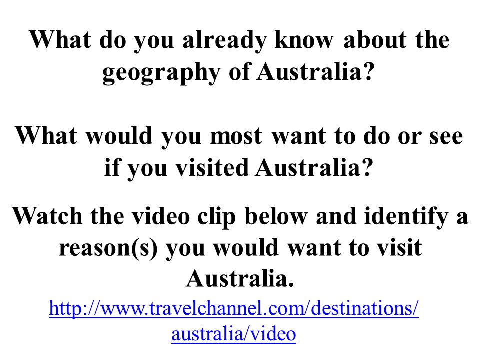 What do you already know about the geography of Australia.