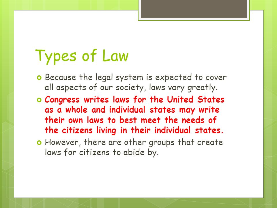 what are the 4 types of laws