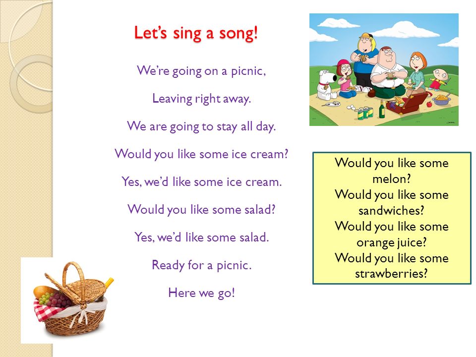 Singing songs перевод на русский. Sing a Song. Презентация Lets go on a Picnic. Sing Sing a Song текст. Picnic poem.