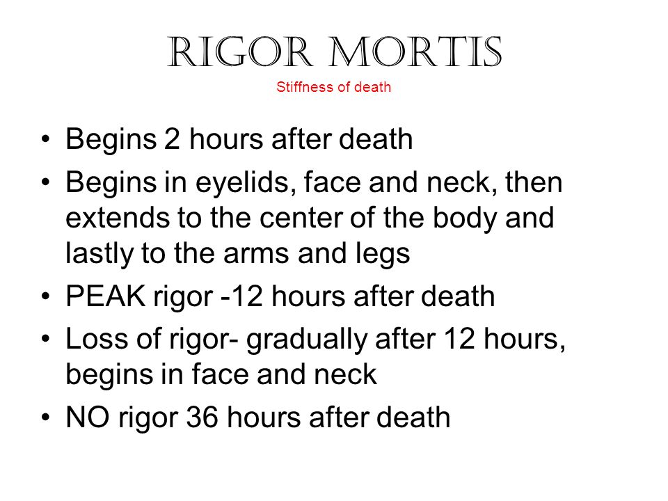 Mortis meaning rigor What does