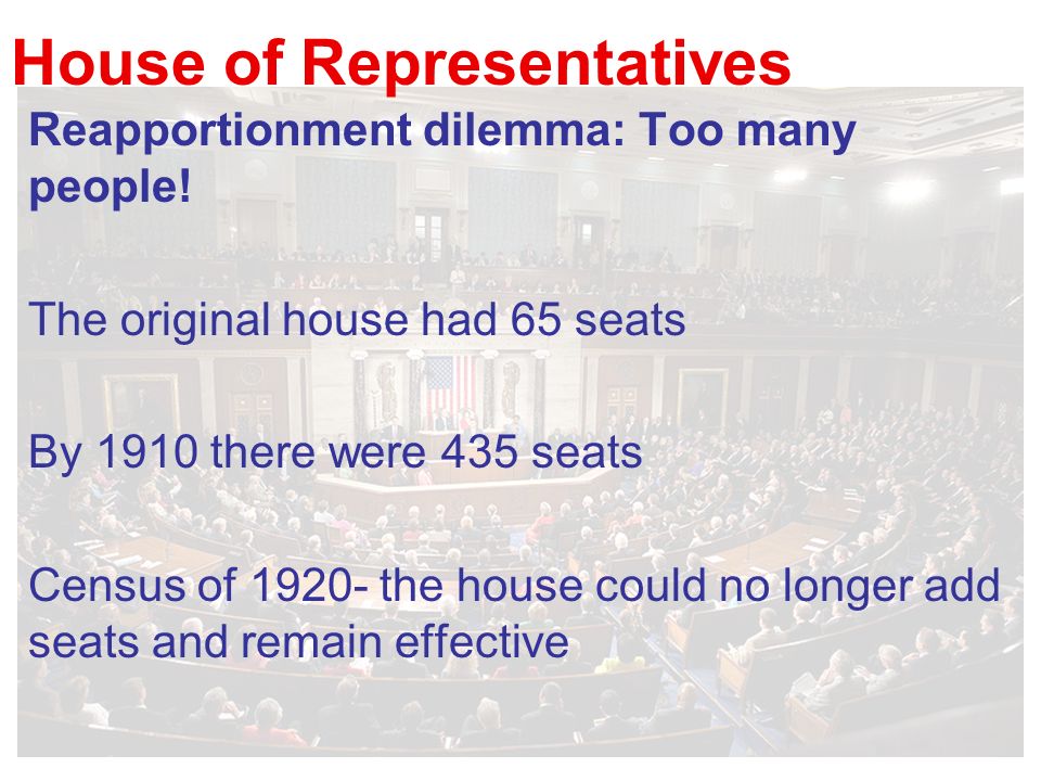 House of Representatives Reapportionment dilemma: Too many people.