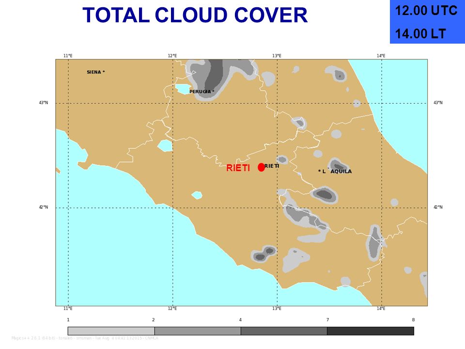 Nuvolosità tot +09 NUVOLOSITÀ TOTALE TOTAL CLOUD COVER UTC TOTAL CLOUD COVER UTC LT RIETI
