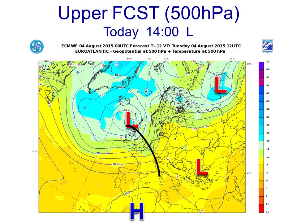 Upper FCST (500hPa) Today 14:00 L