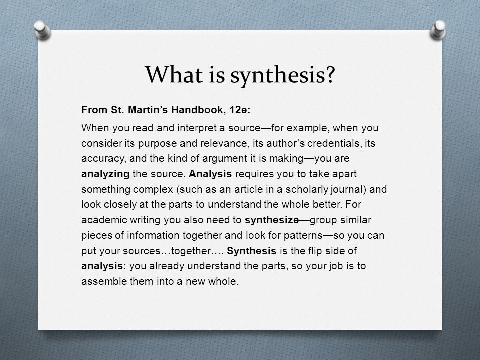 define synthesize in writing