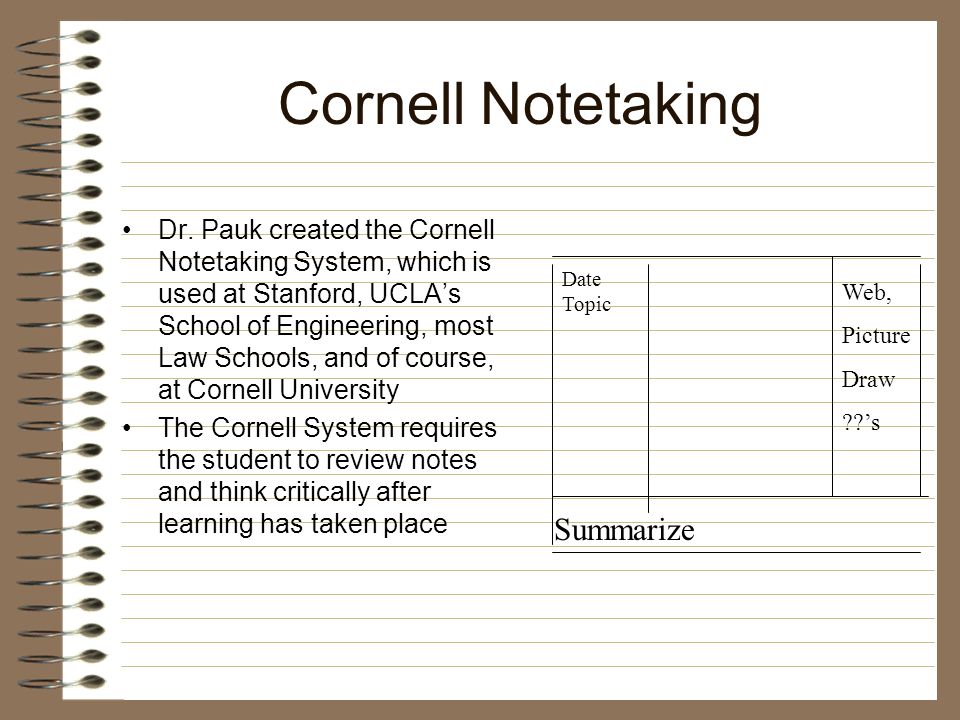 Cornell Notetaking Dr. 