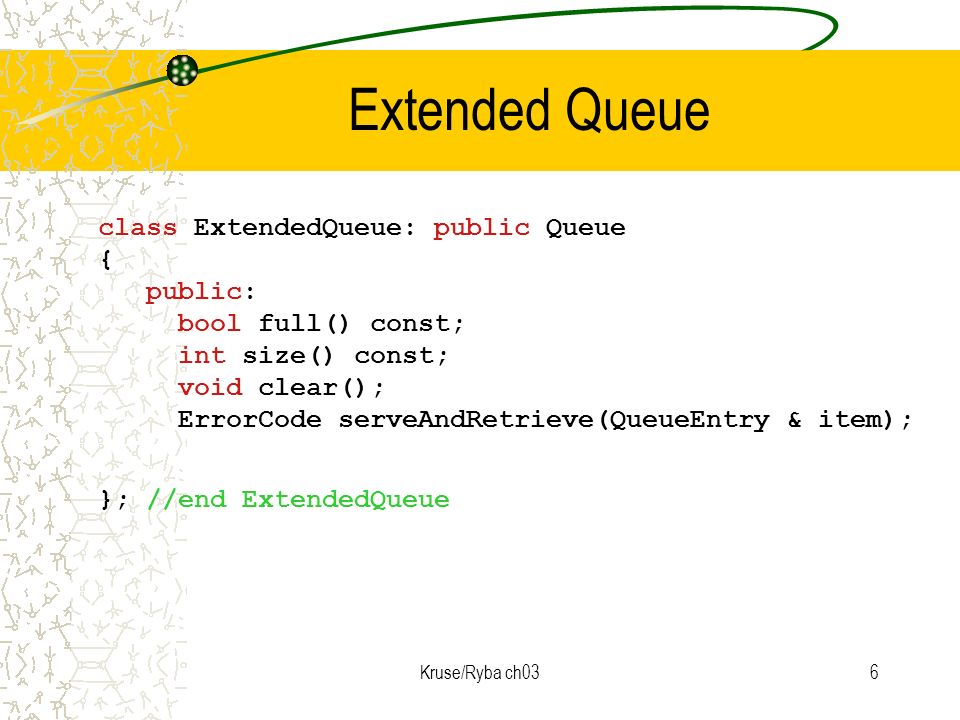 Kruse/Ryba ch031 Object Oriented Data Structures Queues Implementations ...