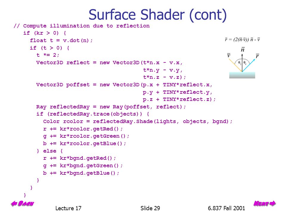 Lecture 17Slide Fall 2001 Ray Tracing Beyond the Graphics Pipeline Ray ...