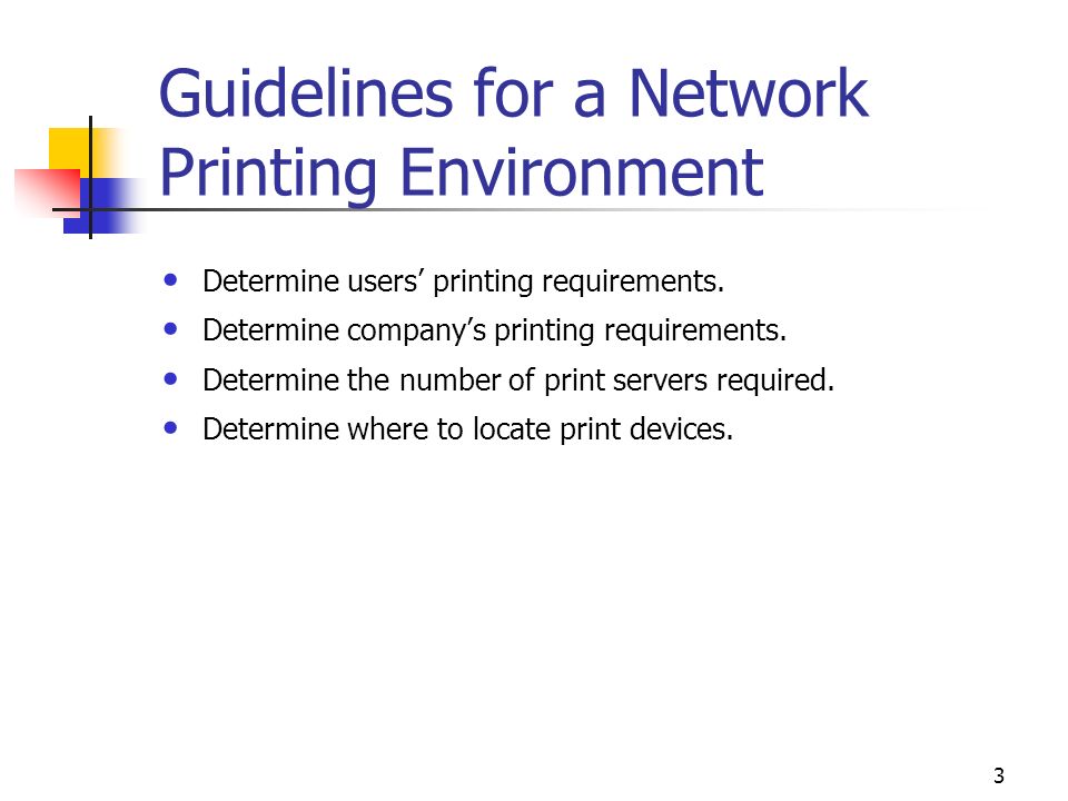 1 Terminology. 2 Requirements for Network Printing Print server Sufficient RAM to process documents Sufficient disk space on the print server. - download