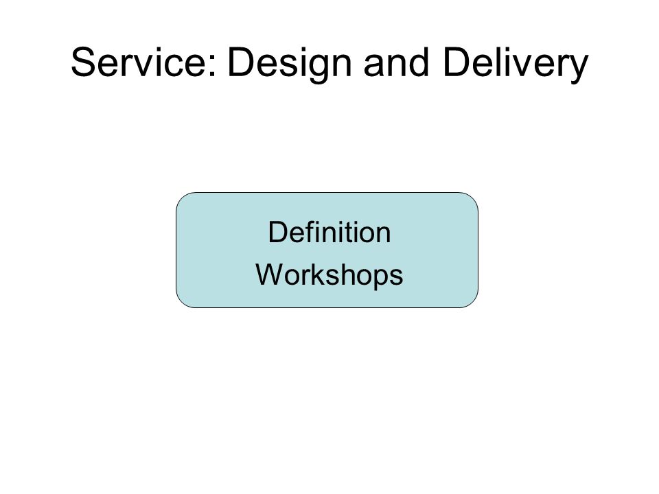 Service: Design and Delivery Definition Workshops