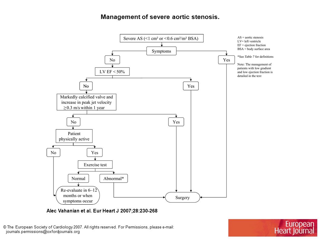 Management of severe aortic stenosis. Alec Vahanian et al.