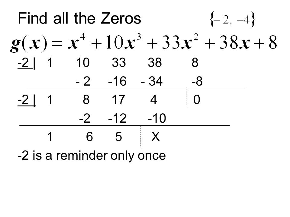 Find all the Zeros -2 | | X -2 is a reminder only once