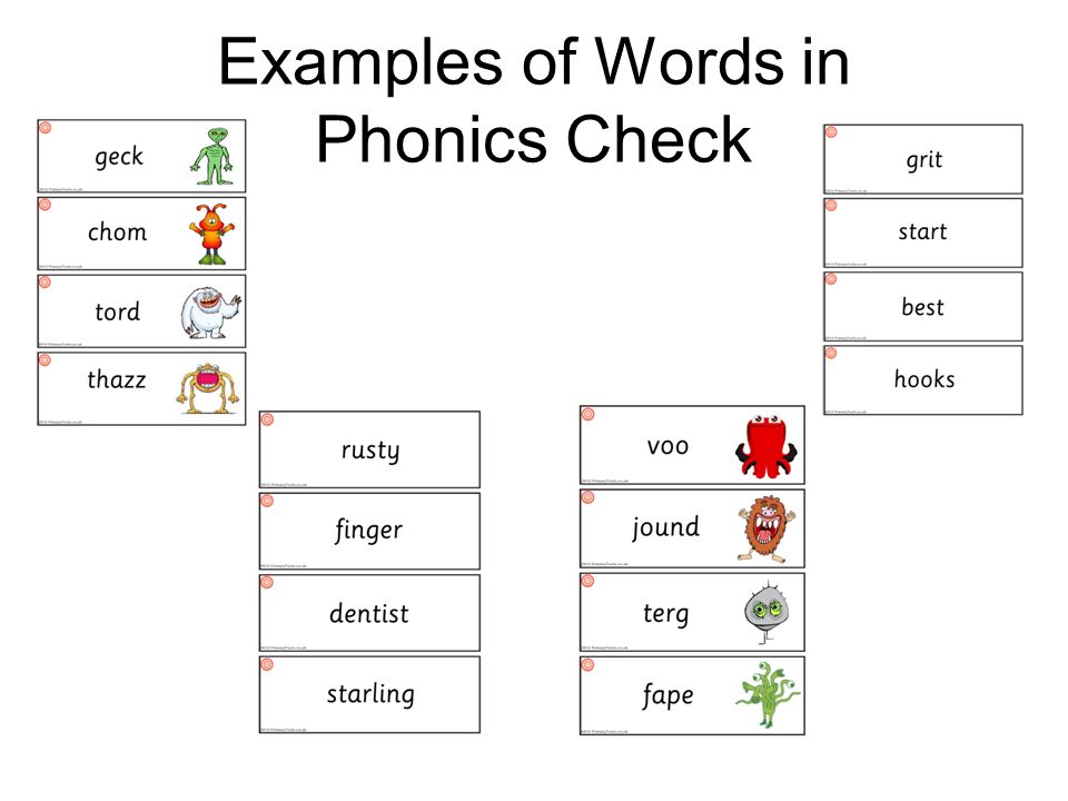 Examples of Words in Phonics Check