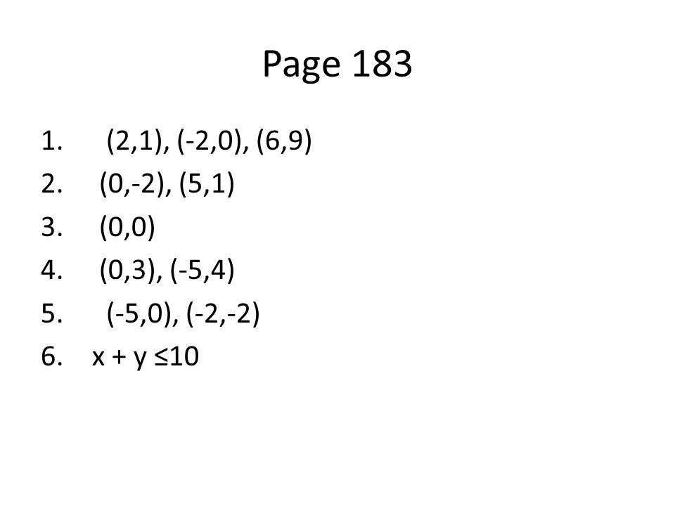 Page (2,1), (-2,0), (6,9) 2. (0,-2), (5,1) 3.