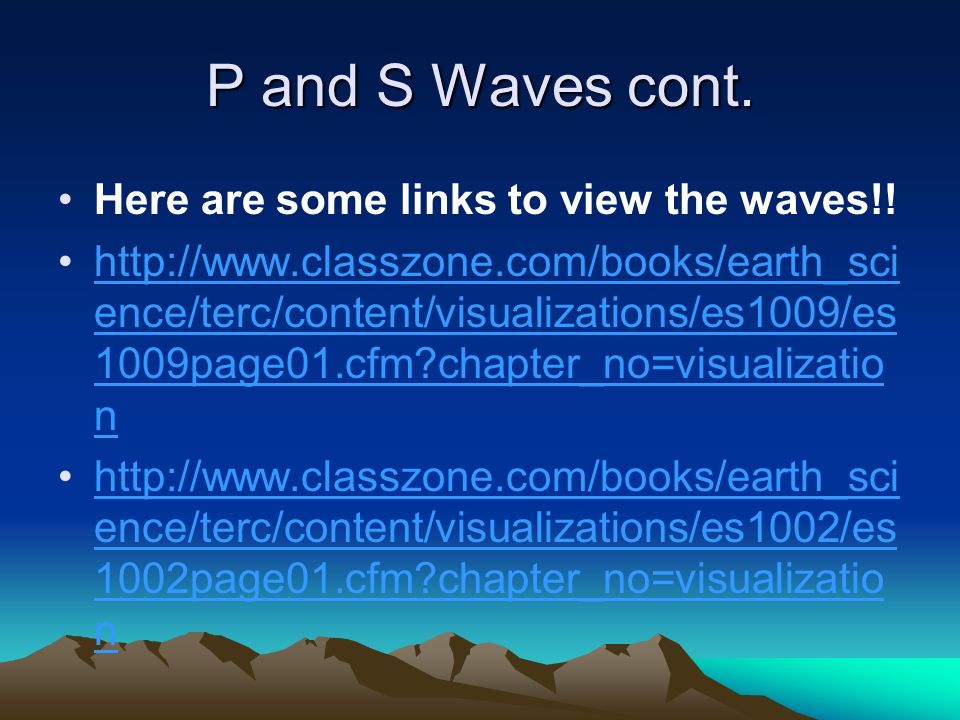 P and S Waves cont. Here are some links to view the waves!.