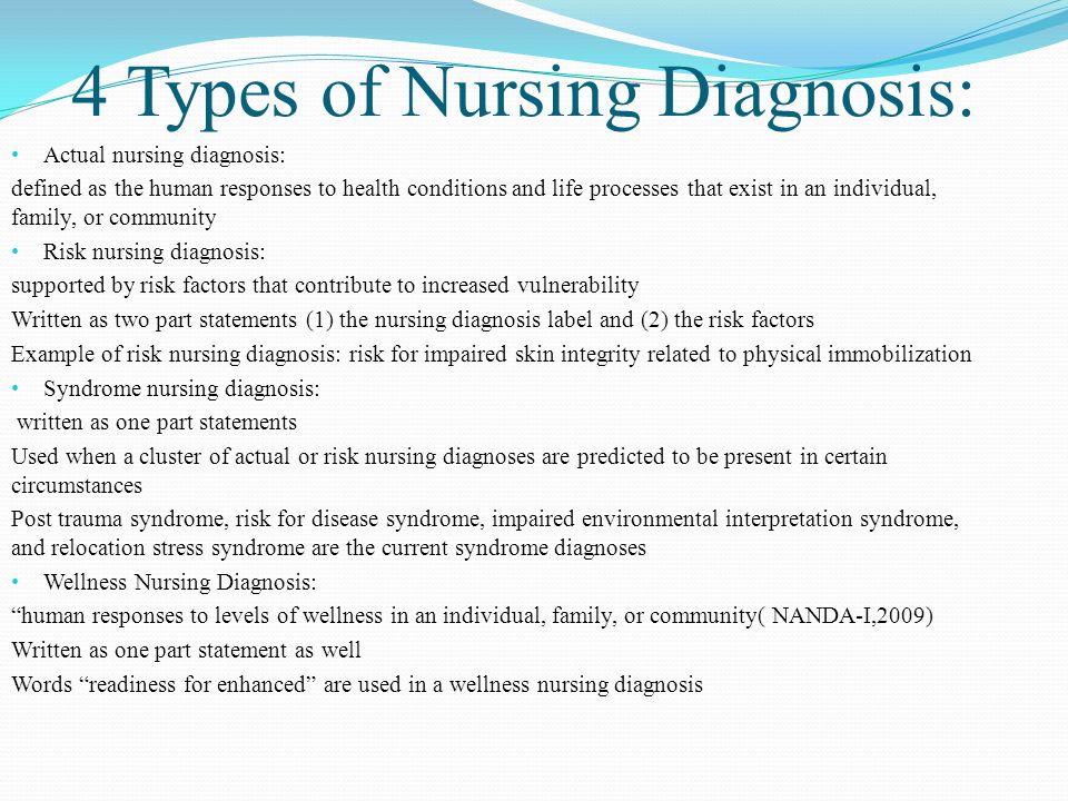 how to write a risk for nursing diagnosis