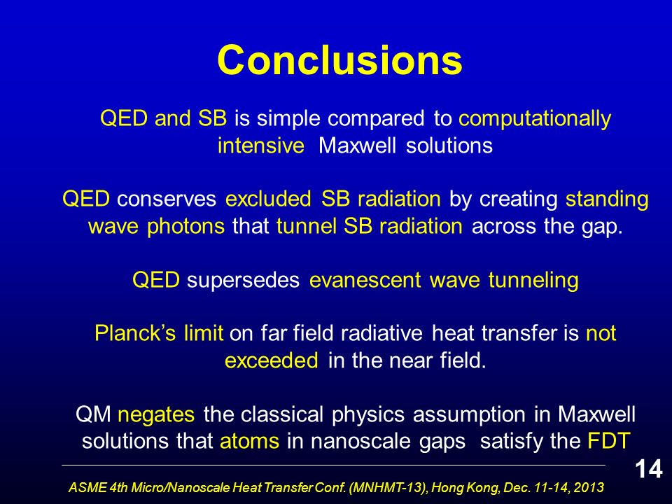 Conclusions ASME 4th Micro/Nanoscale Heat Transfer Conf.