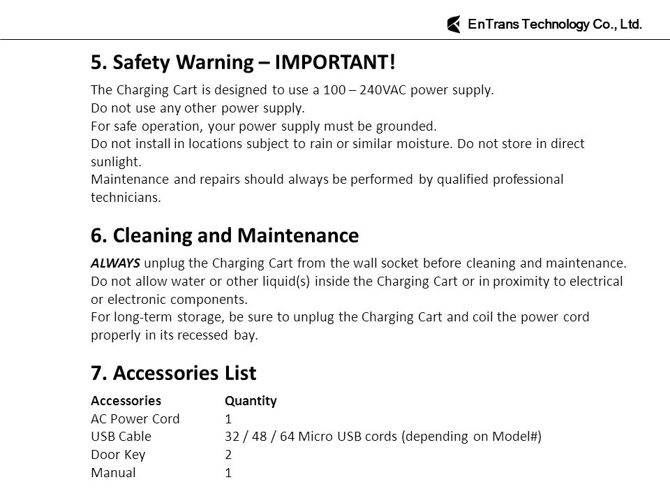Charging Cart Instruction & User Manual EnTrans Technology Co., Ltd ...