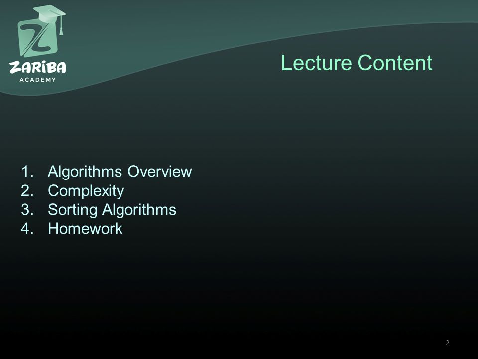 Algorithms, Complexity and Sorting academy.zariba.com ppt download