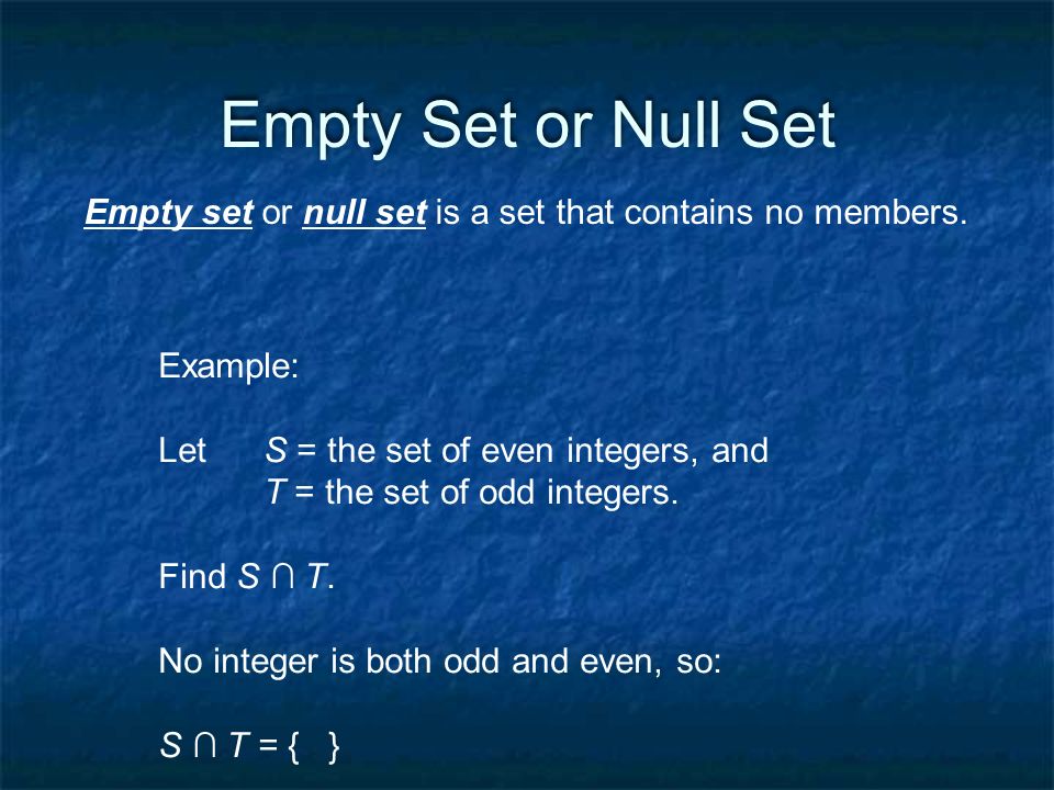 Empty Set Or Null Set And Equal Sets (video lessons, examples and