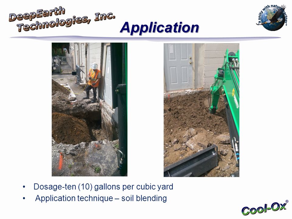Dosage-ten (10) gallons per cubic yard Application technique – soil blending Application