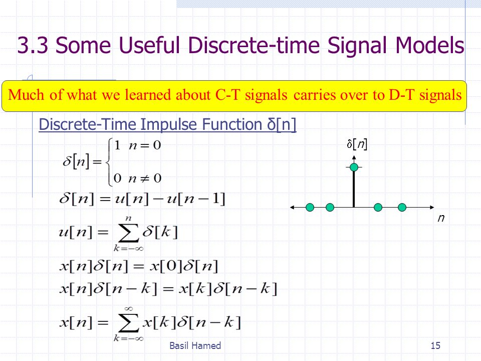 Signal Linear System Chapter 3 Time Domain Analysis Of Dt System Basil Hamed Ppt Download